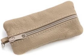 Большая кожаная ключница на два отделения для ключей Leather Collection 97781 цвет бежевый