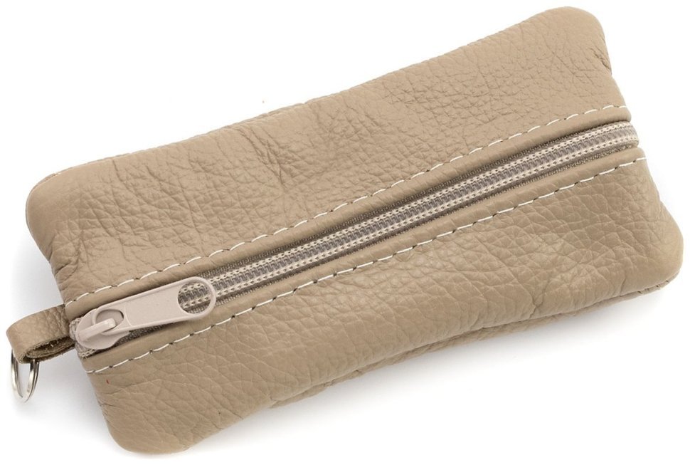 Большая кожаная ключница на два отделения для ключей Leather Collection 97781 цвет бежевый modnotak фото №1