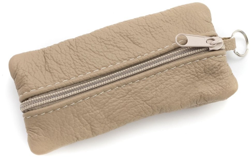 Большая кожаная ключница на два отделения для ключей Leather Collection 97781 цвет бежевый modnotak фото №4