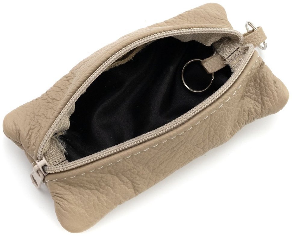 Большая кожаная ключница на два отделения для ключей Leather Collection 97781 цвет бежевый modnotak фото №6