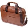 Деловой мужской кожаный портфель для работы и ноутбука до 15" Vintage 98181 коричневого цвета modnotak фото - 1