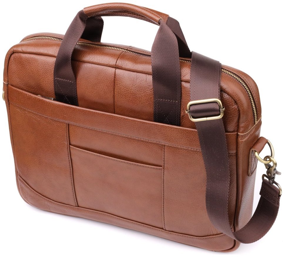 Деловой мужской кожаный портфель для работы и ноутбука до 15" Vintage 98181 коричневого цвета modnotak фото №1