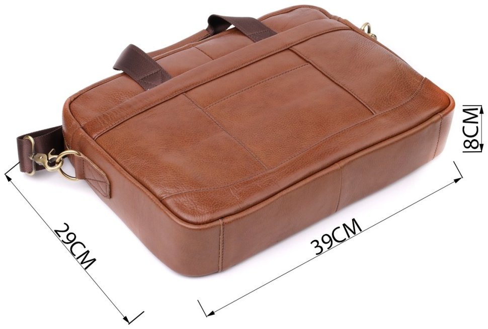 Деловой мужской кожаный портфель для работы и ноутбука до 15" Vintage 98181 коричневого цвета modnotak фото №3