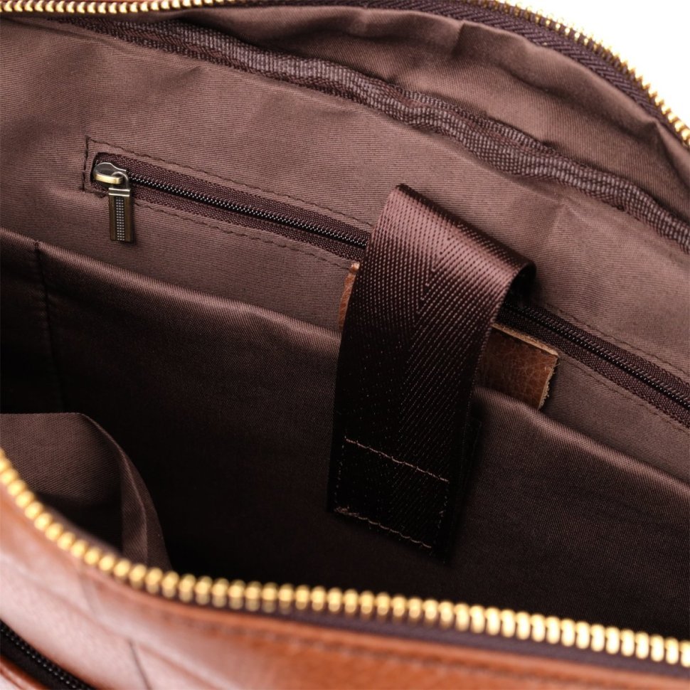 Деловой мужской кожаный портфель для работы и ноутбука до 15" Vintage 98181 коричневого цвета modnotak фото №8