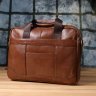 Деловой мужской кожаный портфель для работы и ноутбука до 15" Vintage 98181 коричневого цвета modnotak фото - 10