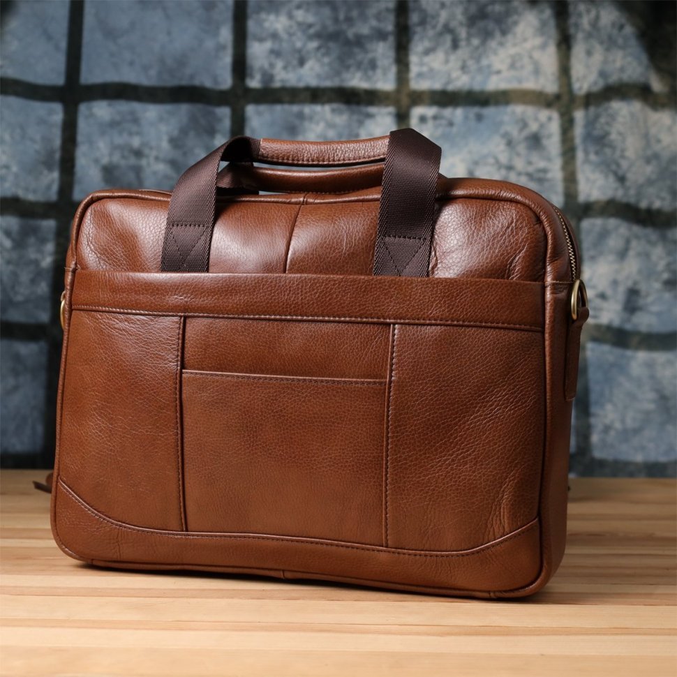 Деловой мужской кожаный портфель для работы и ноутбука до 15" Vintage 98181 коричневого цвета modnotak фото №10