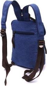 Синий мужской слинг-рюкзак из плотного текстиля на молнии Vintage 2422184