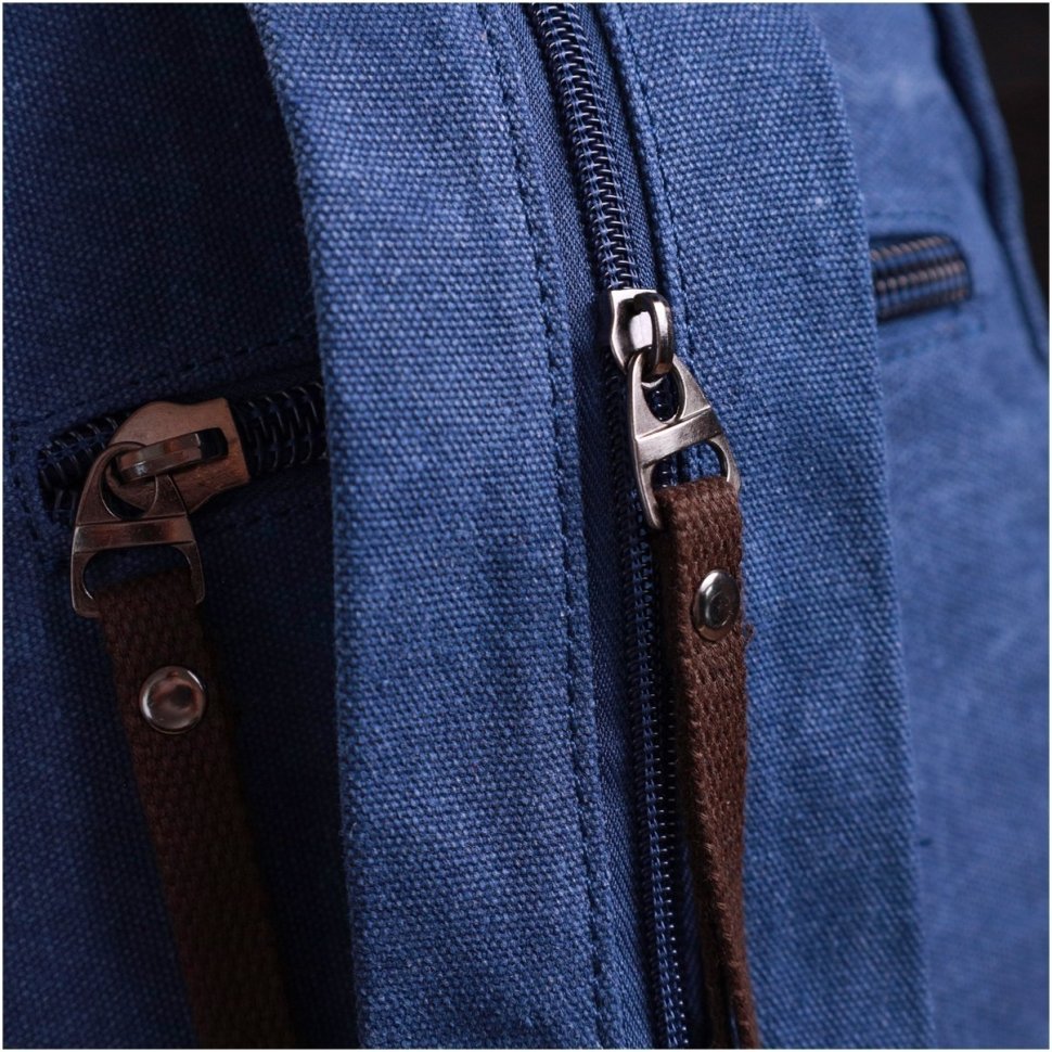 Синій чоловічий слінг-рюкзак із щільного текстилю на блискавці Vintage 2422184