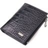 Чорний маленький гаманець із натуральної шкіри з тисненням під крокодила CANPELLINI (2421673) - 1