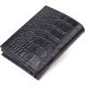 Чорний маленький гаманець із натуральної шкіри з тисненням під крокодила CANPELLINI (2421673) - 2