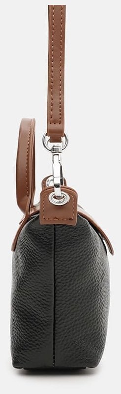 Компактная женская сумка из фактурной кожи на молнии через плечо Borsa Leather 108881 черного цвета фото №4 Компактная женская сумка из фактурной кожи на молнии через плечо Borsa Leather 108881 черного цвета modnotak фото №4