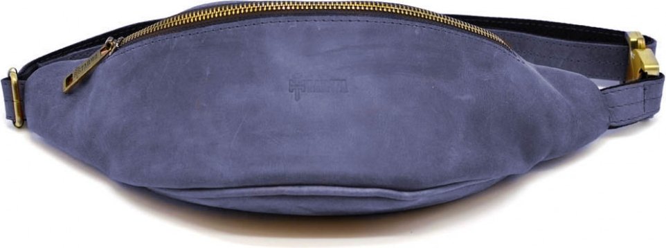 Поясная синяя сумка из натуральной кожи крейзи хорс TARWA (21630)