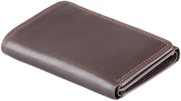 Коричневий гаманець з натуральної шкіри невеликого розміру без застібки Visconti Compton 68881
