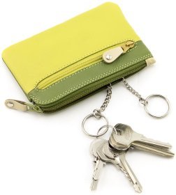 Женская ключница из натуральной кожи лаймового цвета на молнии Visconti Geno 68981