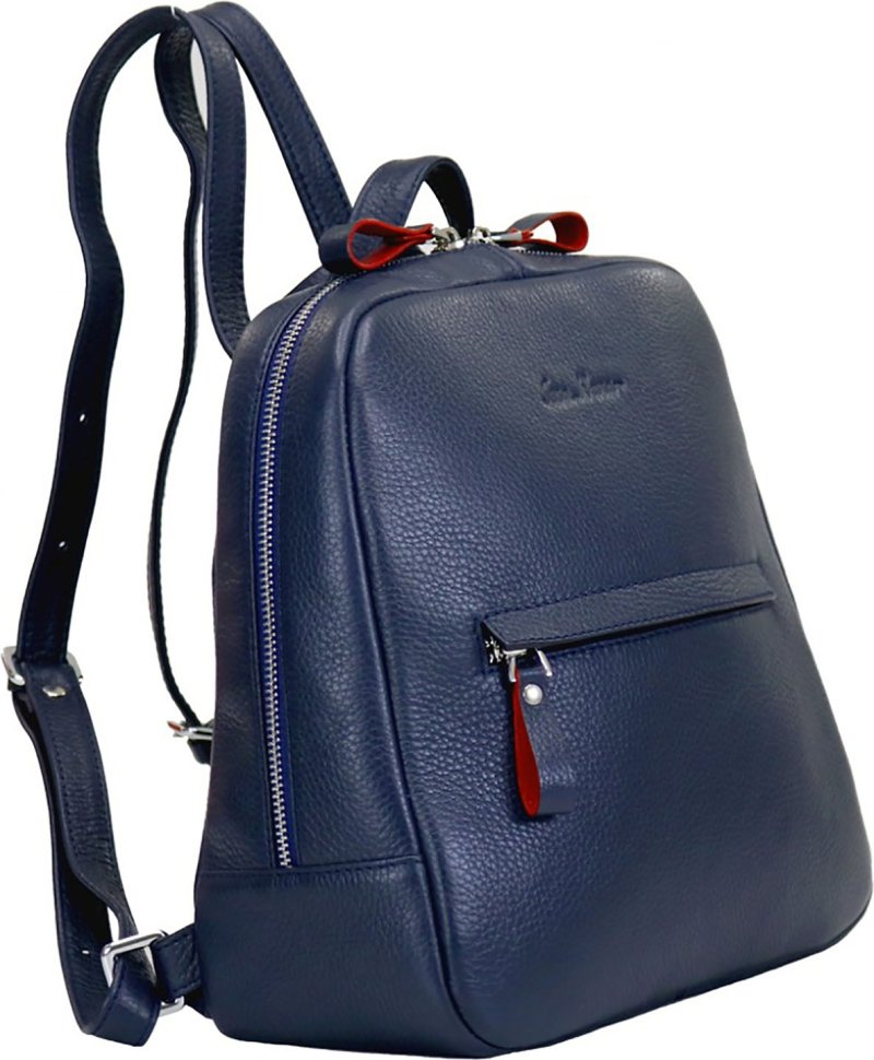 Темно-синий женский рюкзак из натуральной кожи с ярко-выраженной фактурой Issa Hara (27091)