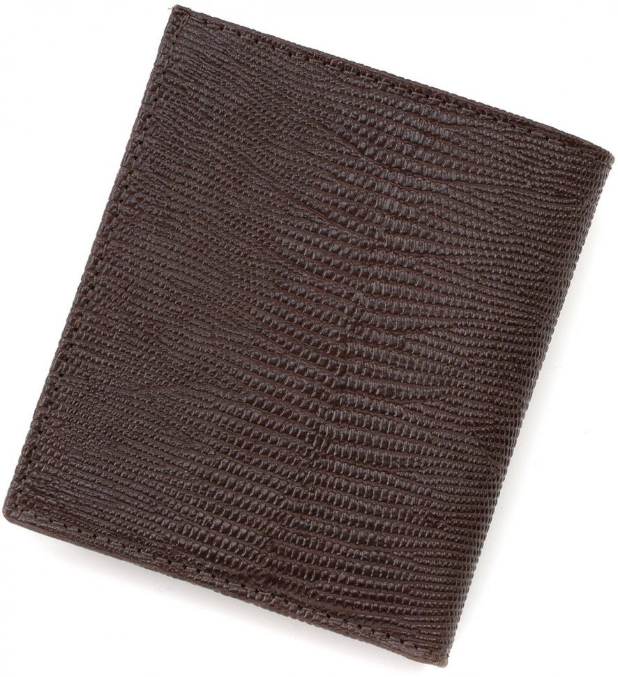 Миниатюрное мужское портмоне из натуральной кожи на кнопке KARYA (19487)