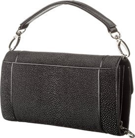 Черный клатч с клапаном из кожи морского ската STINGRAY LEATHER (024-18615)