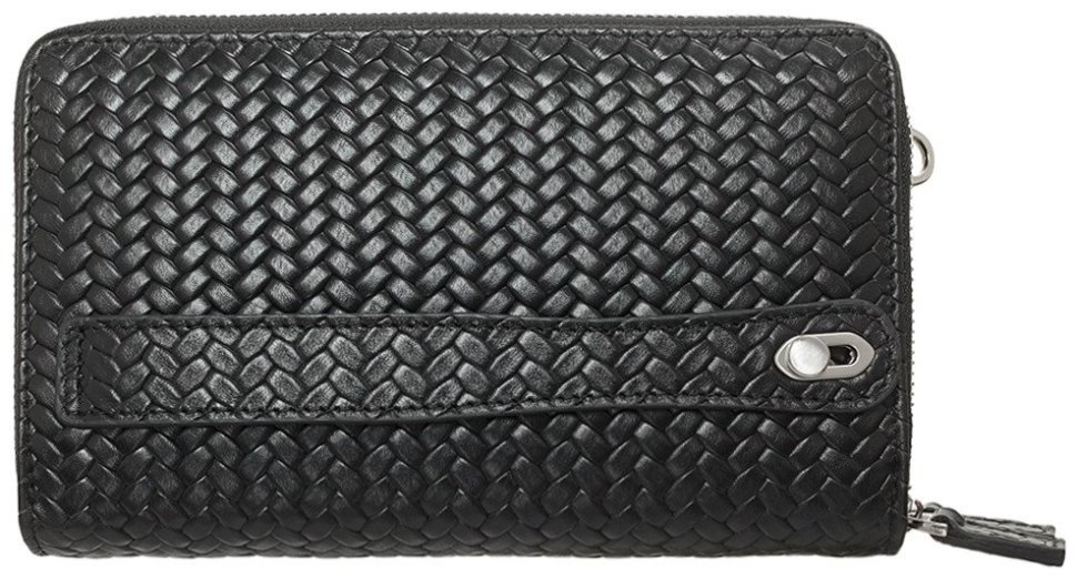 Черная мужская барсетка-клатч из плетеной кожи с кистевым ремешком DESISAN 80782 фото №4 Черная мужская барсетка-клатч из плетеной кожи с кистевым ремешком DESISAN 80782 modnotak фото №4