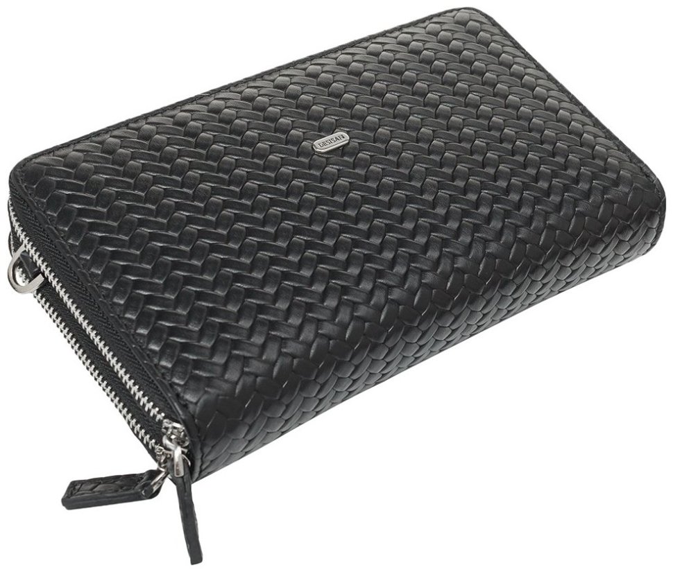 Черная мужская барсетка-клатч из плетеной кожи с кистевым ремешком DESISAN 80782 фото №5 Черная мужская барсетка-клатч из плетеной кожи с кистевым ремешком DESISAN 80782 modnotak фото №5