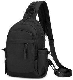Мужская слинг сумка из прочного текстиля черного цвета Confident 90782
