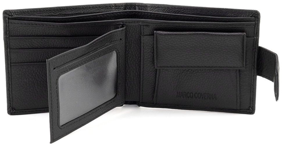 Классический мужской кожаный кошелек черного цвета Marco Coverna 90882 modnotak фото №2