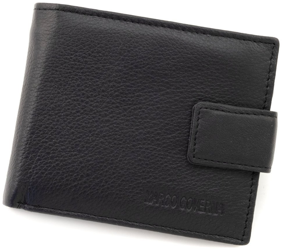 Классический мужской кожаный кошелек черного цвета Marco Coverna 90882 modnotak фото №1