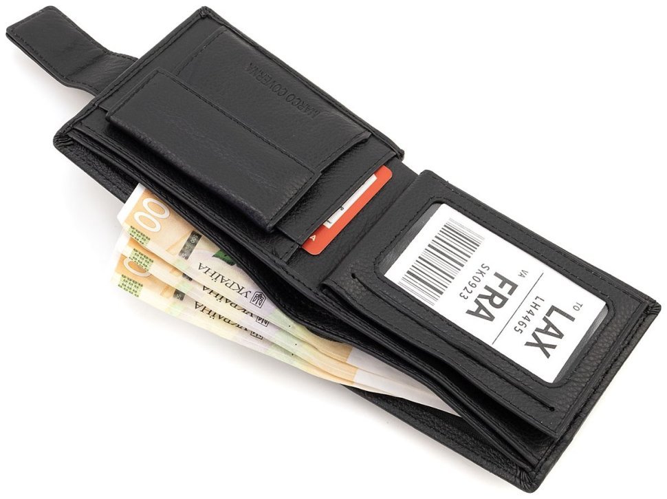 Классический мужской кожаный кошелек черного цвета Marco Coverna 90882 modnotak фото №4