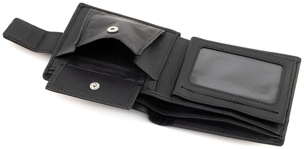 Классический мужской кожаный кошелек черного цвета Marco Coverna 90882 modnotak фото №5