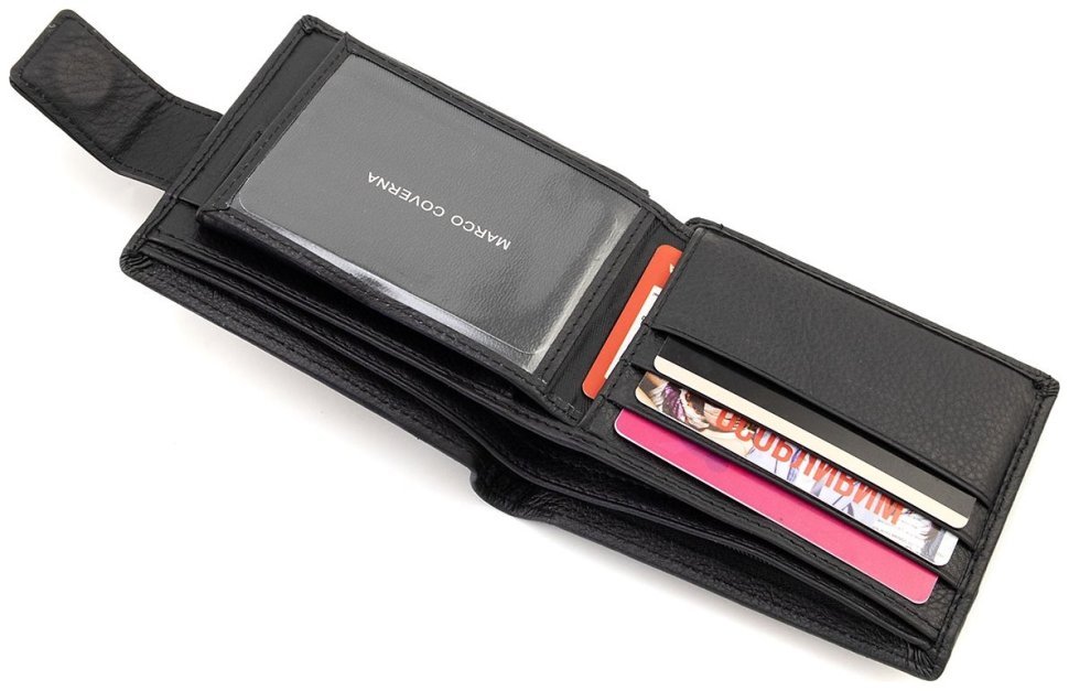 Классический мужской кожаный кошелек черного цвета Marco Coverna 90882 modnotak фото №7