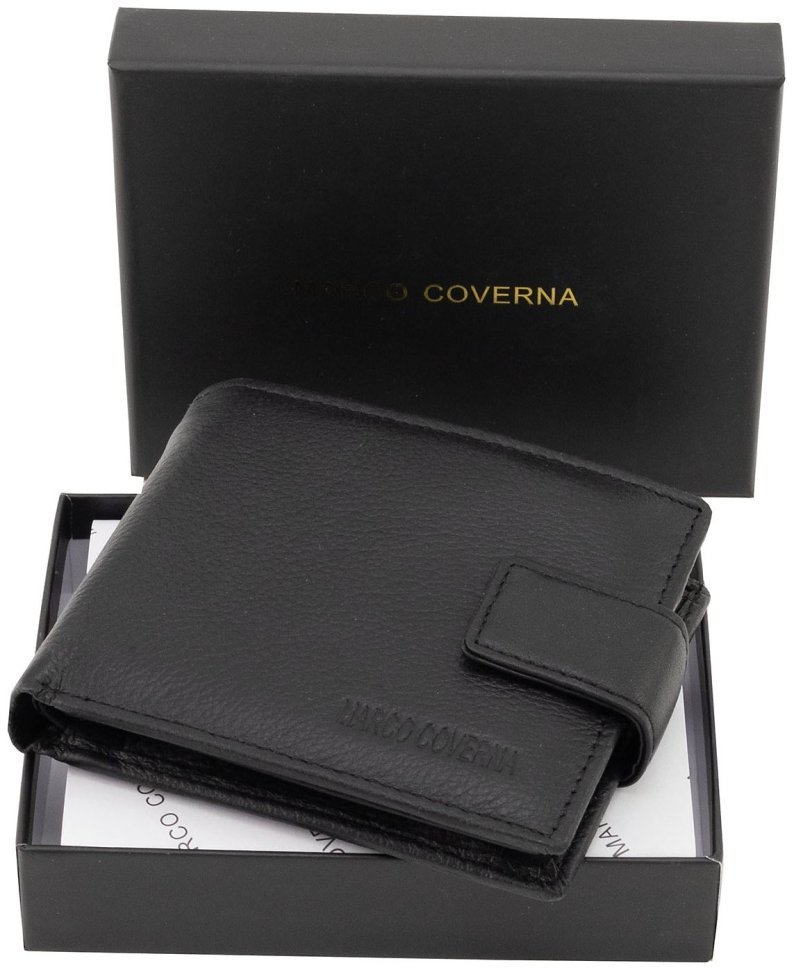 Классический мужской кожаный кошелек черного цвета Marco Coverna 90882 modnotak фото №8