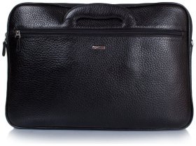 Чоловічий чорний портфель із фактурної шкіри з двома ручками Desisan 81082