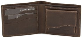 Стильный мужской кошелек из винтажной кожи без застежки Grande Pelle (13231)