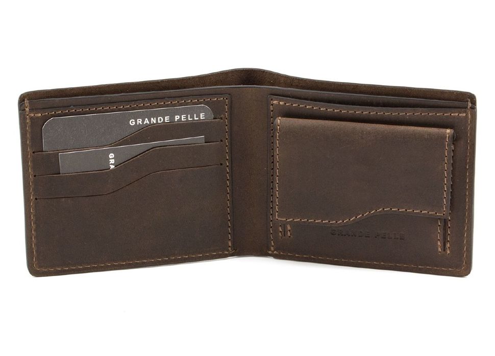 Стильний чоловічий гаманець з вінтажної шкіри без застібки Grande Pelle (13231)