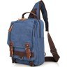 Синій текстильний рюкзак на одне плече VINTAGE STYLE (14482) - 1