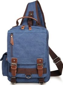 Синий текстильный рюкзак на одно плечо VINTAGE STYLE (14482)