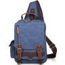 Синій текстильний рюкзак на одне плече VINTAGE STYLE (14482) - 2