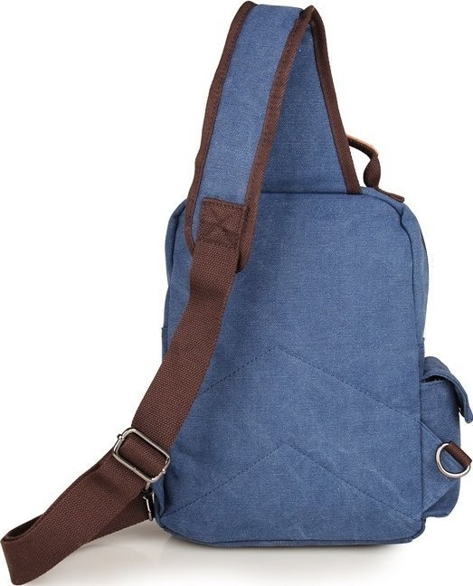 Синий текстильный рюкзак на одно плечо VINTAGE STYLE (14482)