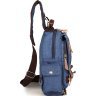 Синій текстильний рюкзак на одне плече VINTAGE STYLE (14482) - 4