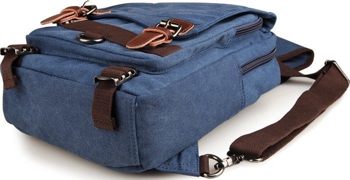Синій текстильний рюкзак на одне плече VINTAGE STYLE (14482)