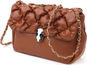 Стигана жіноча сумка-кроссбоді з еко-шкіри коричневого кольору Vintage (18711)