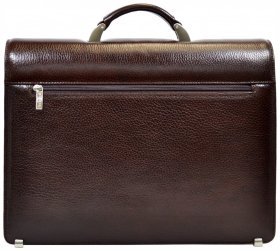 Просторный мужской портфель из натуральной зернистой кожи коричневого цвета Desisan 81782