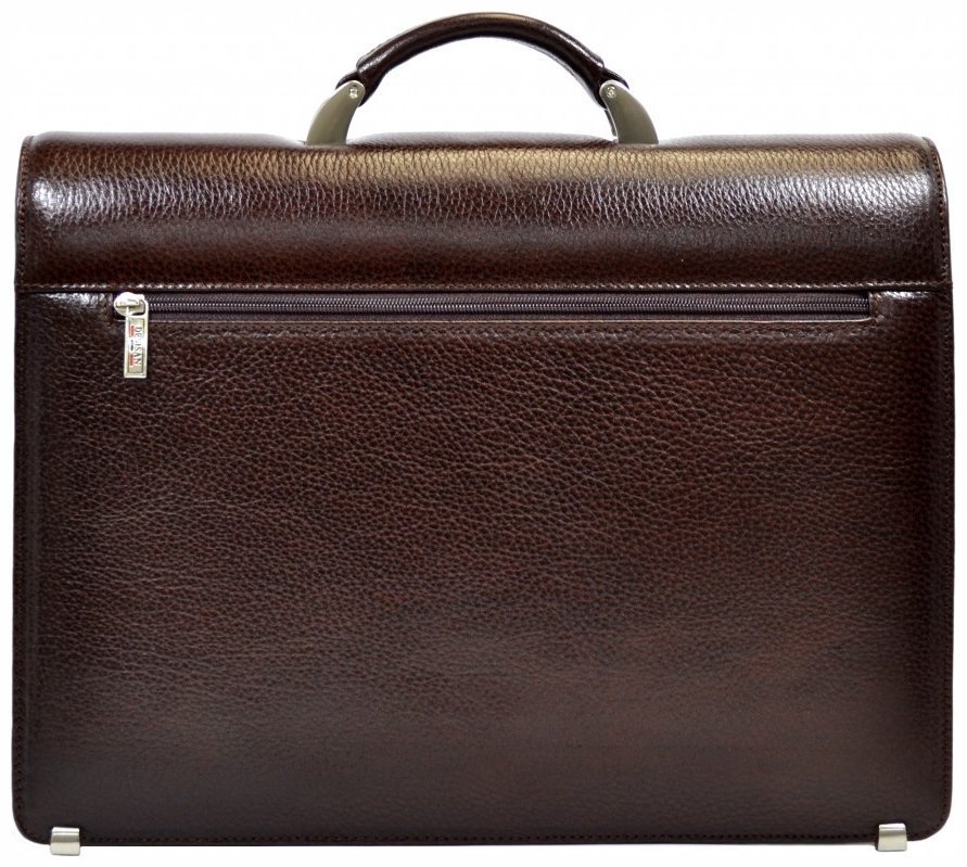 Просторный мужской портфель из натуральной зернистой кожи коричневого цвета Desisan 81782 modnotak фото №2