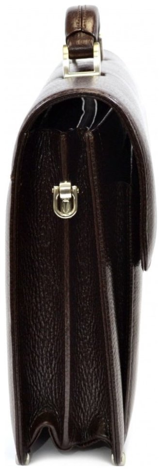 Просторный мужской портфель из натуральной зернистой кожи коричневого цвета Desisan 81782 modnotak фото №3