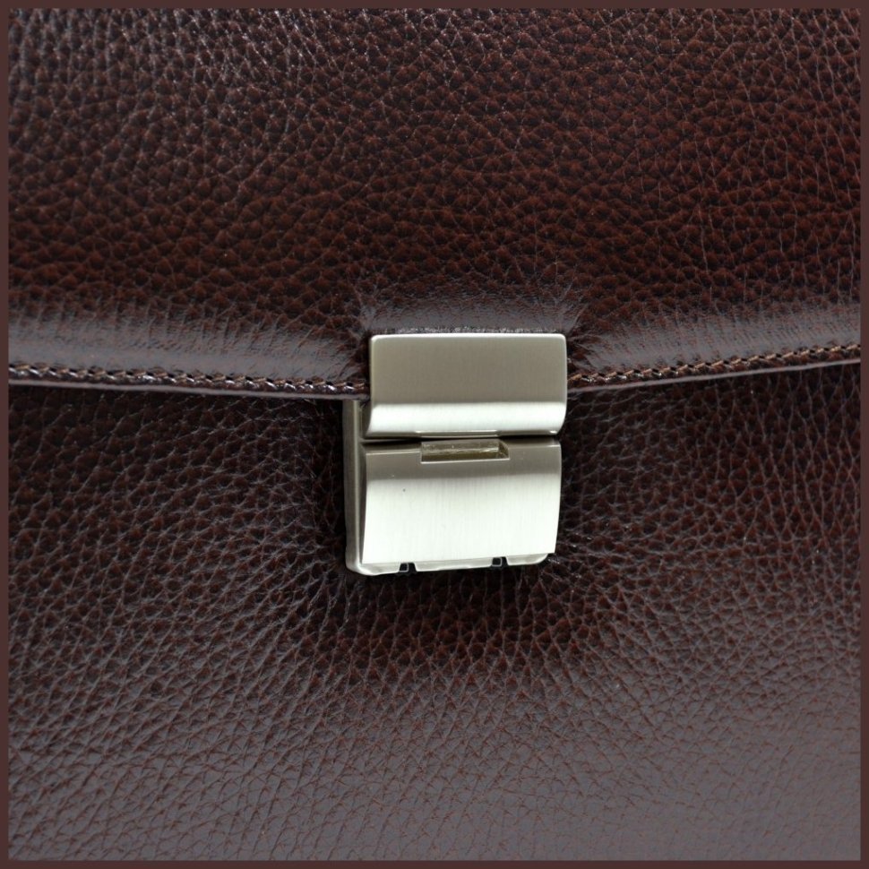 Просторный мужской портфель из натуральной зернистой кожи коричневого цвета Desisan 81782 modnotak фото №5