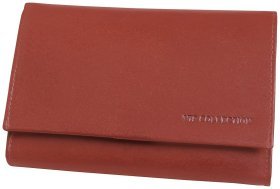 Вместительный женский кошелек из кожи на кнопке коричневого цвета Vip Collection 102382