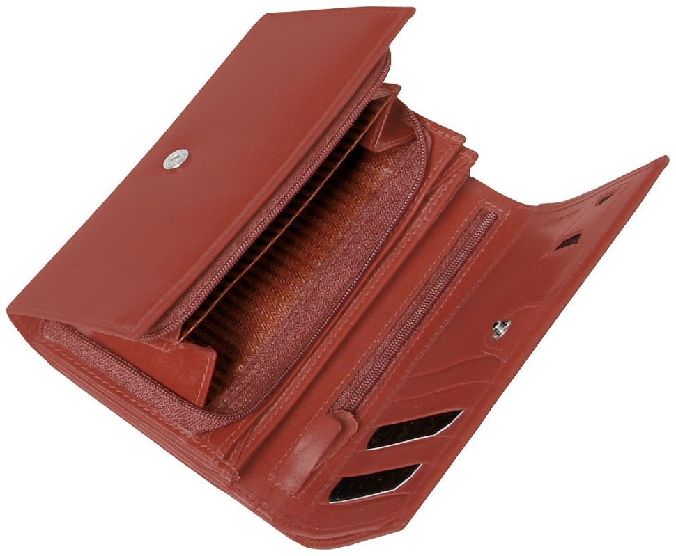 Місткий жіночий гаманець зі шкіри на кнопці коричневого кольору Vip Collection 102382 modnotak фото №4