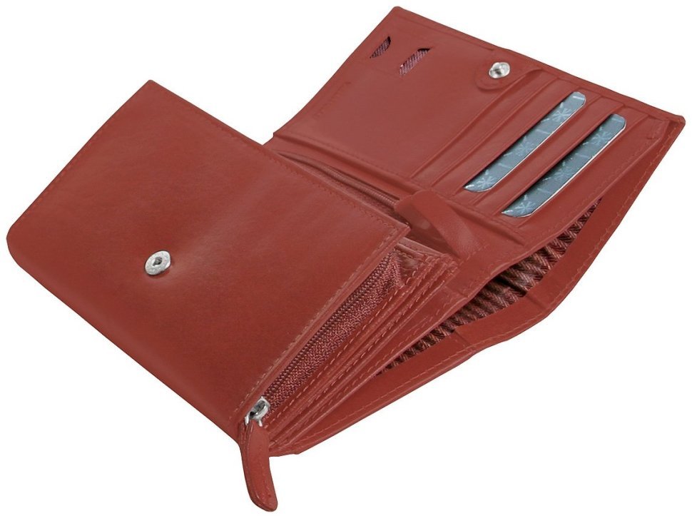 Місткий жіночий гаманець зі шкіри на кнопці коричневого кольору Vip Collection 102382 modnotak фото №5