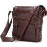 Зручна чоловіча сумка на плече з натуральної шкіри темно-коричневого кольору VINTAGE STYLE (14119) - 1
