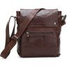 Зручна чоловіча сумка на плече з натуральної шкіри темно-коричневого кольору VINTAGE STYLE (14119) - 3