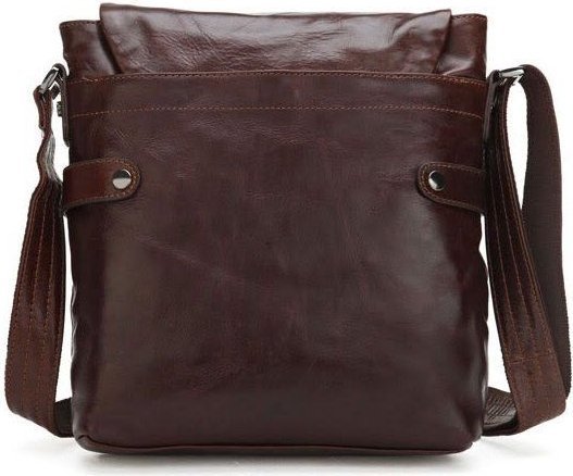 Зручна чоловіча сумка на плече з натуральної шкіри темно-коричневого кольору VINTAGE STYLE (14119)